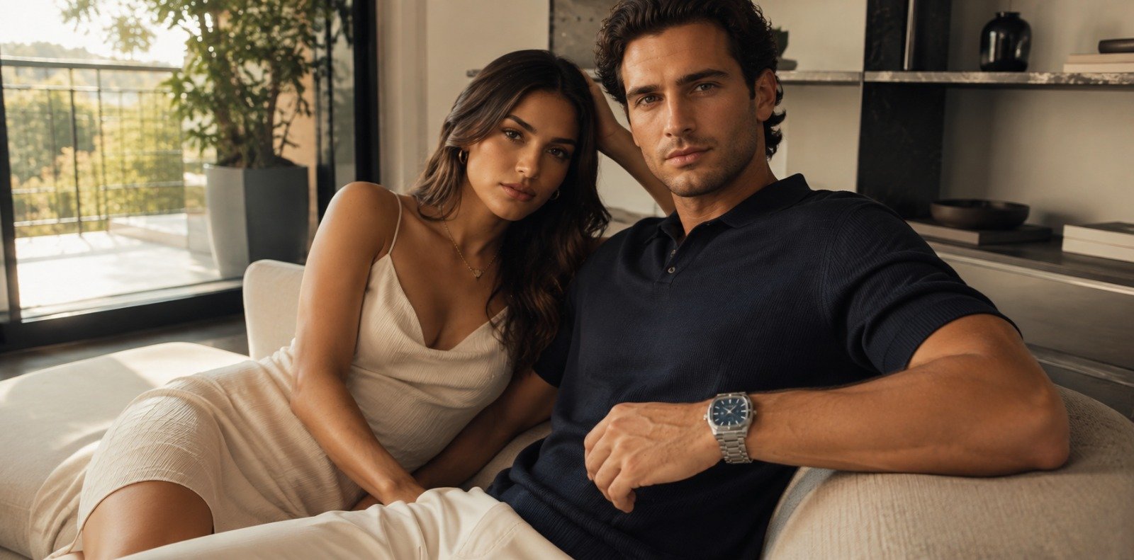Couple élégant portant des montres Velucci