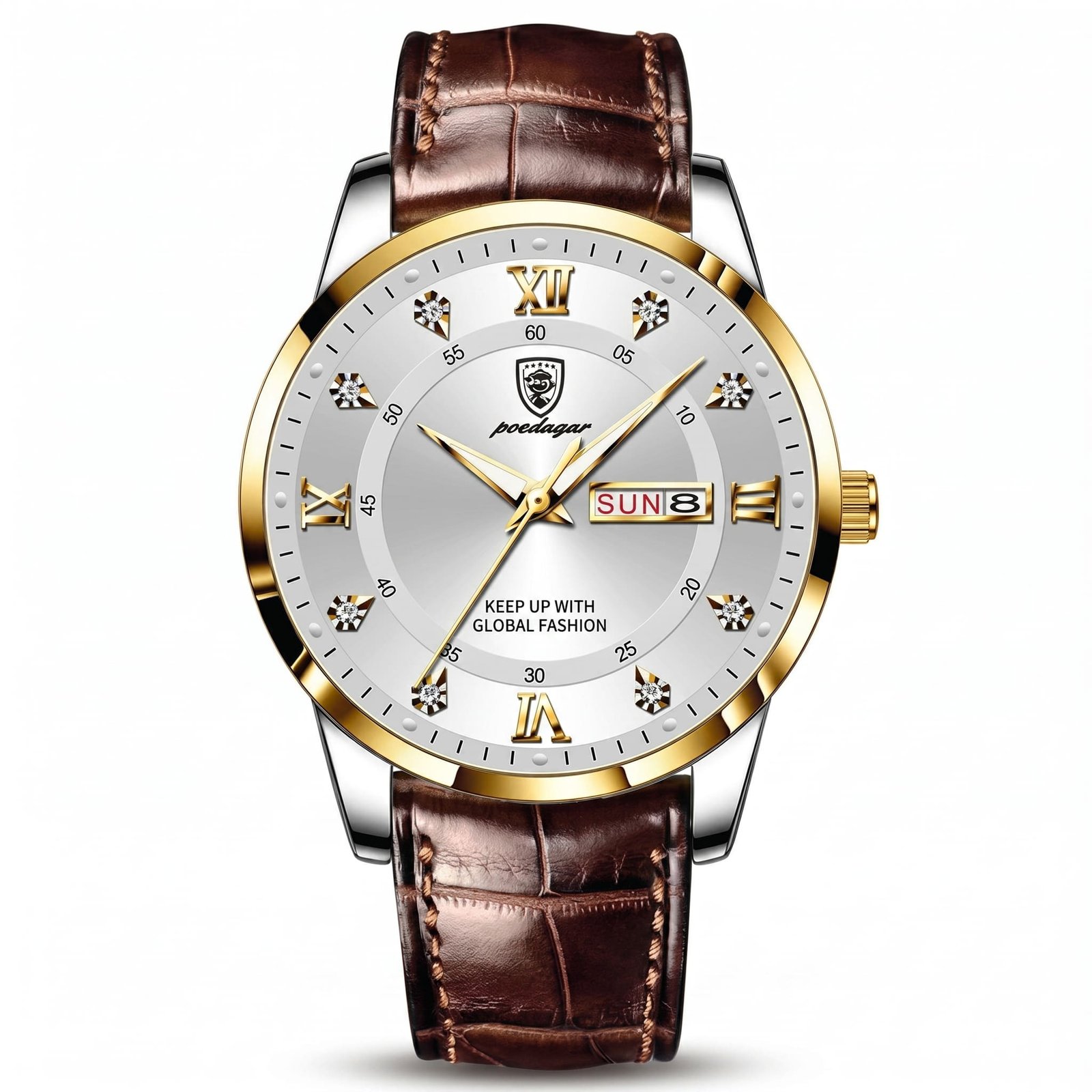 Classico Cuir cadran blanc — vue studio