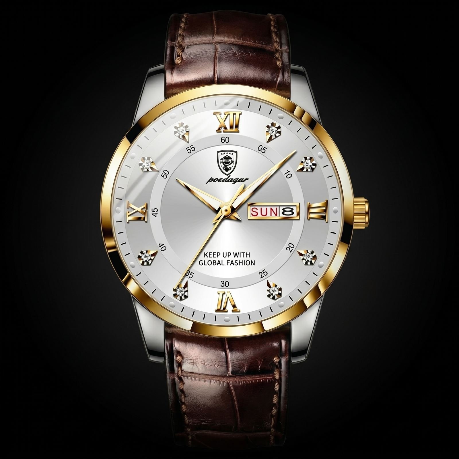 Classico Cuir cadran blanc — fond noir